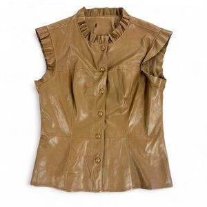 Brown Leather Sleeveless Top